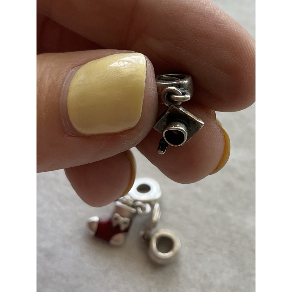 Pandora Lot Of 3 ALE 925 Sterling Silver Dangle Charm Xmas Stocking Heart Grad - Picture 7 of 10